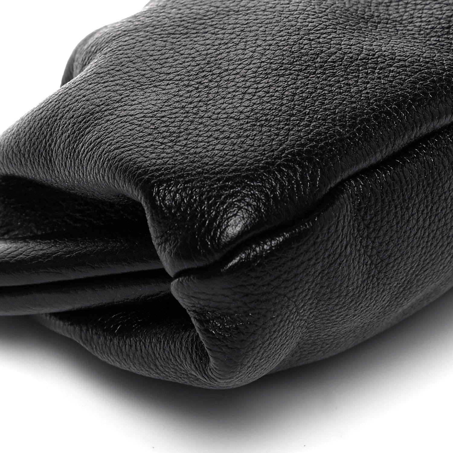 Balenciaga Grained Calfskin Logo Cloud Clutch XS Black 9 of 10