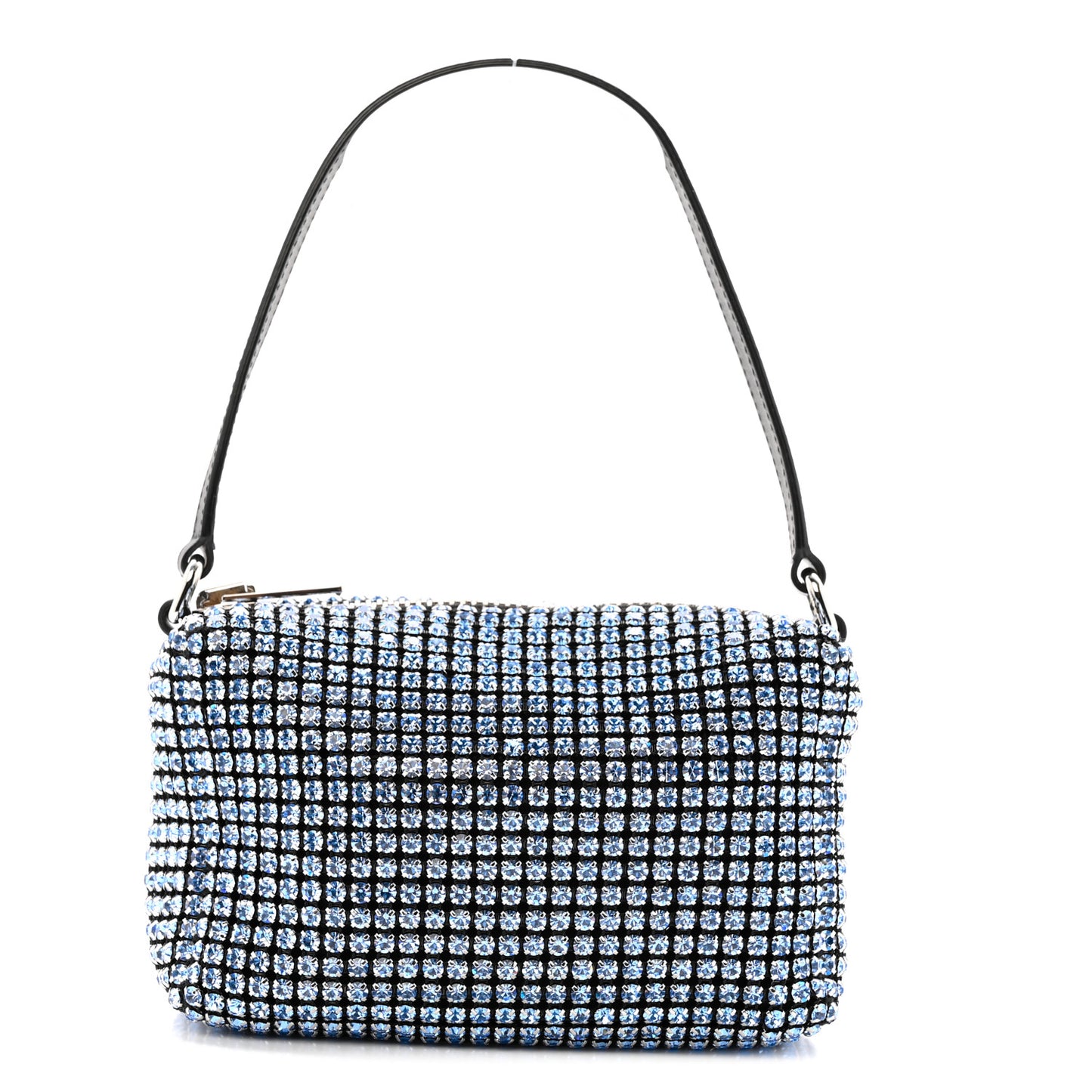 Mesh Crystal Rhinestone Mini Heiress Pouch Baby Blue