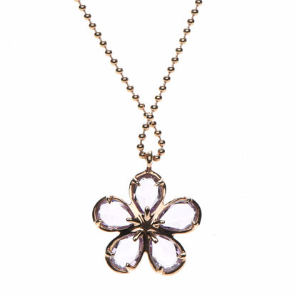 Tiffany 18K Rose Gold Amethyst Diamond Sparklers Flower Pendant Necklace 4 of 7
