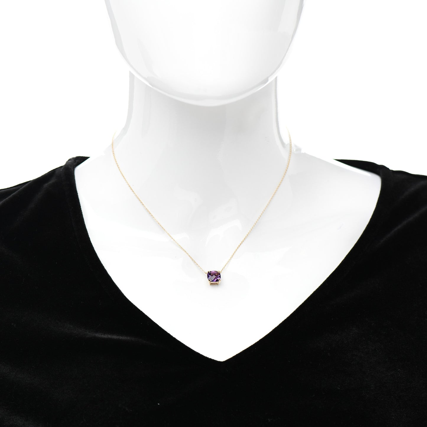 18K Yellow Gold Amethyst Sparklers Pendant Necklace