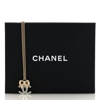 Chanel Crystal CC Bow Necklace Silver Gold 4 of 4