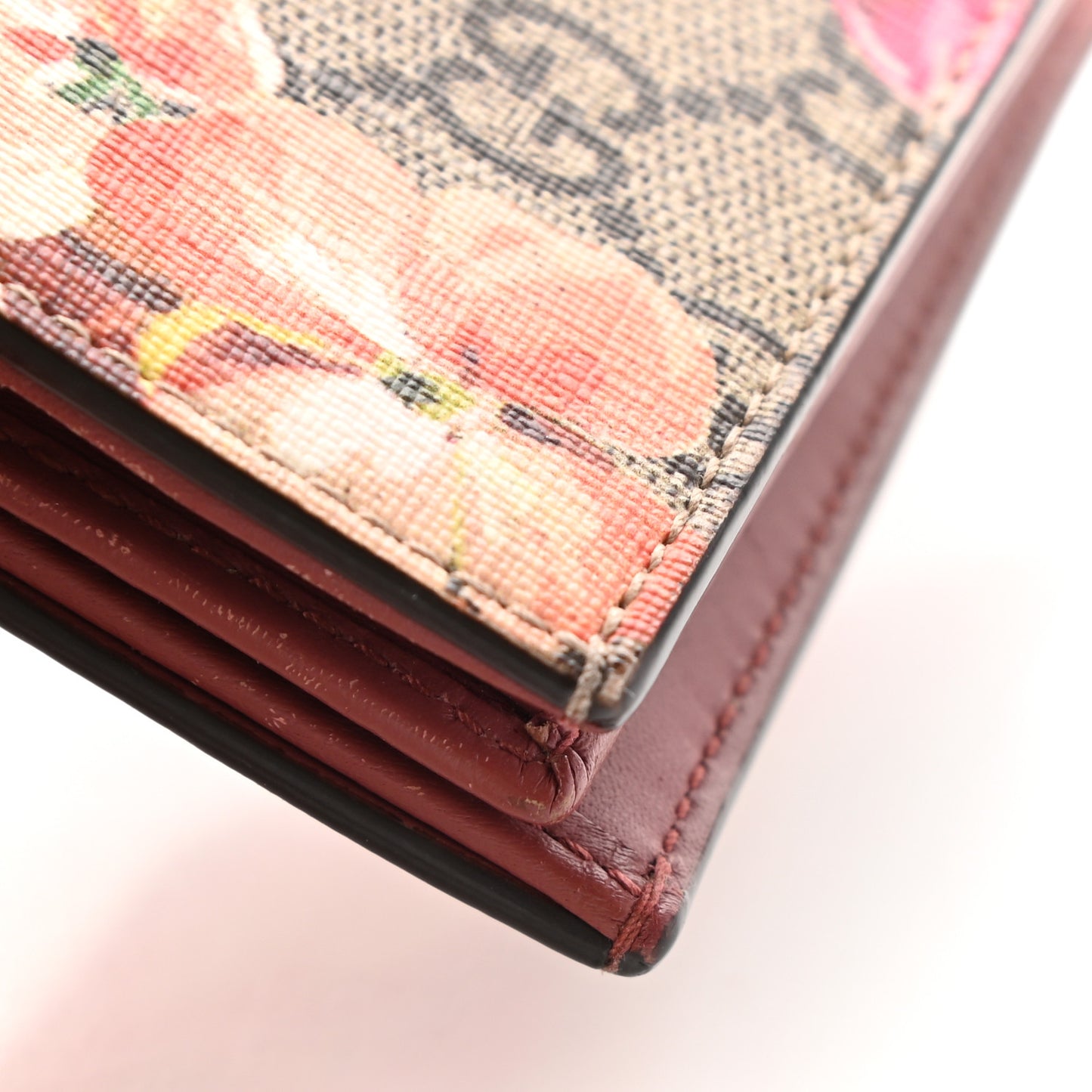 GG Supreme Monogram Blooms Card Case Wallet Beige Multicolor Dry Rose