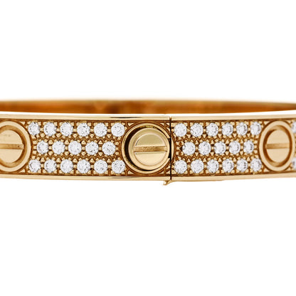 Cartier 18K Yellow Gold Diamond LOVE Paved Bracelet 17 3 of 8