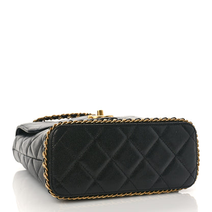 Chanel Caviar Quilted Camellia Chain Around Backpack Black 4 of 9