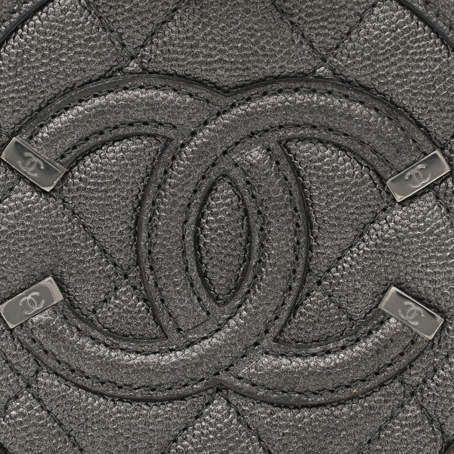 Chanel Metallic Caviar Quilted Round Filigree Crossbody Ruthenium 8 of 10