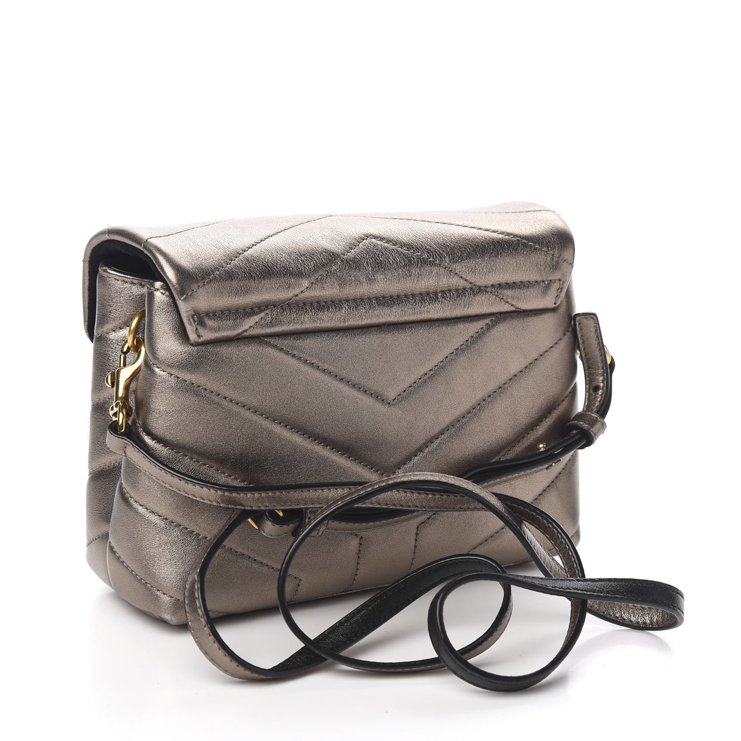 Metallic Calfskin Y Quilted Monogram Toy Loulou Crossbody Bag Piombo