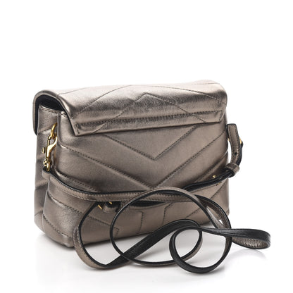 Saint Laurent Metallic Calfskin Y Quilted Monogram Toy Loulou Crossbody Bag Piombo 2 of 10