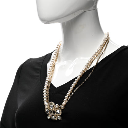 Chanel Pearl Crystal Beaded CC Necklace Gold 2 of 6