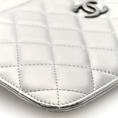 Chanel Metallic Lambskin Quilted Clutch With Chain Silver 10 of 14