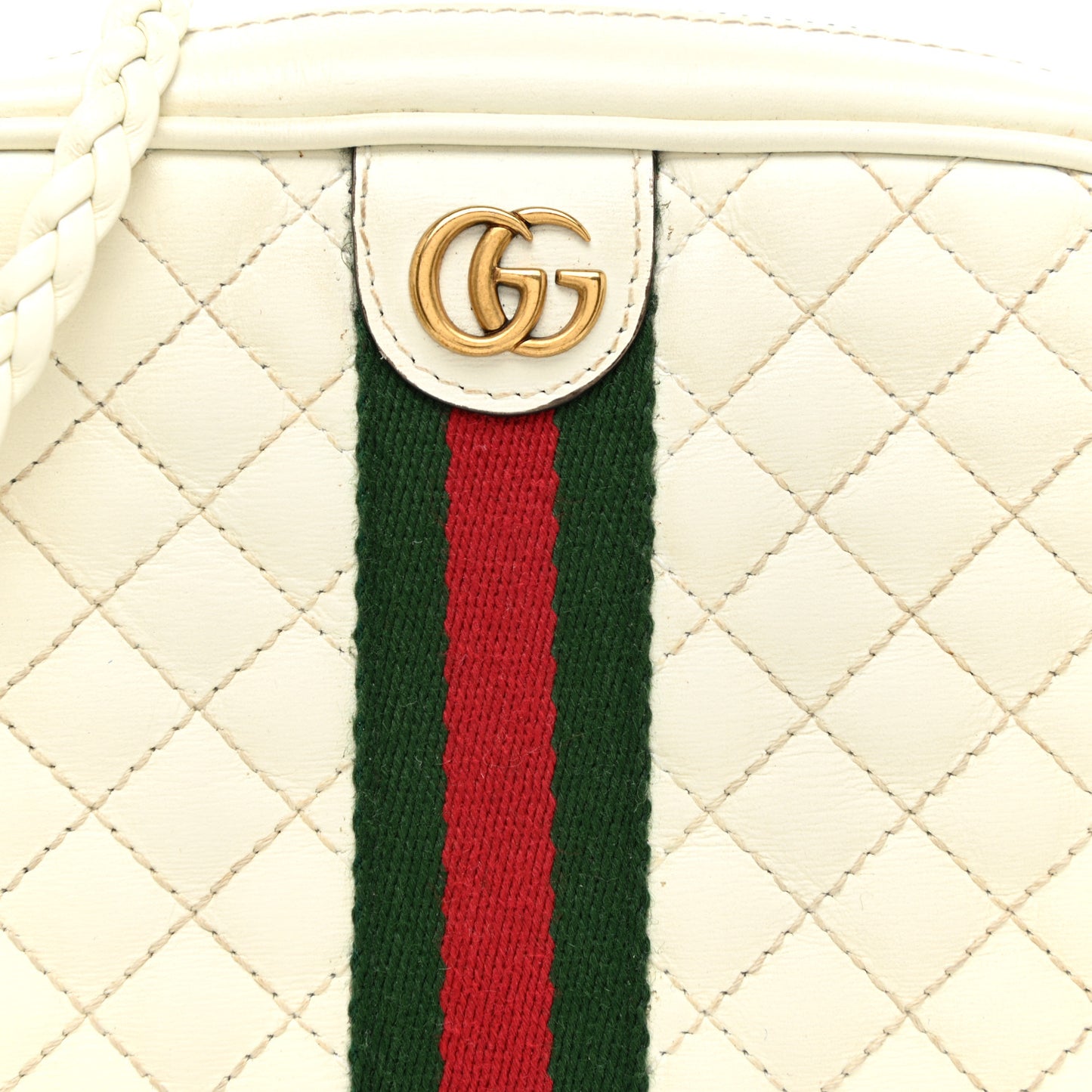 Calfskin Web Trapuntata Mini Shoulder Bag Off White