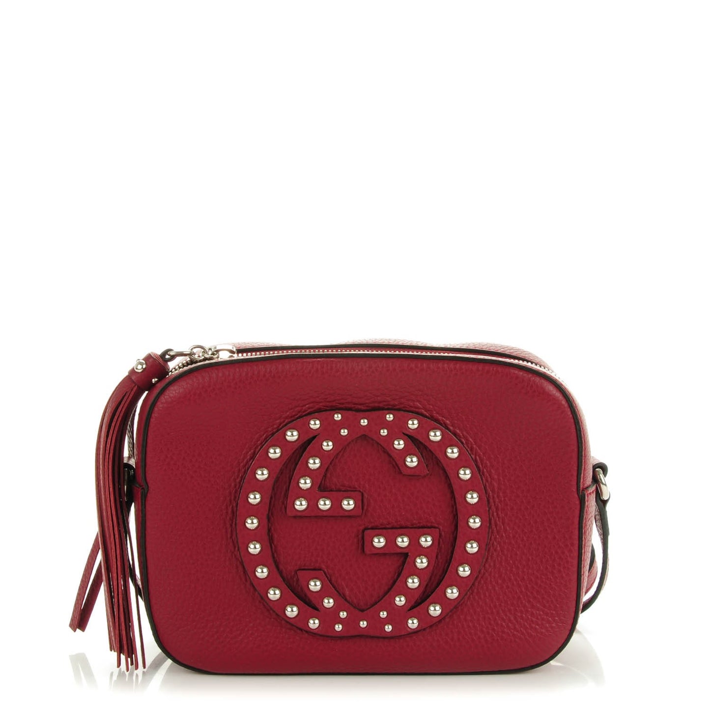 Pebbled Calfskin Studded Small Soho Disco Bag Soft Burgundy