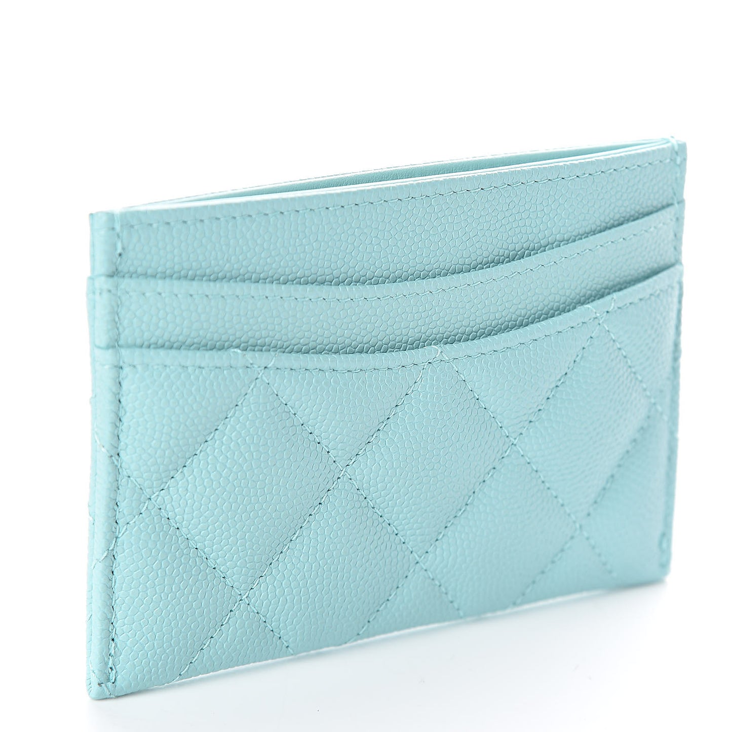Caviar Quilted Card Holder Light Blue