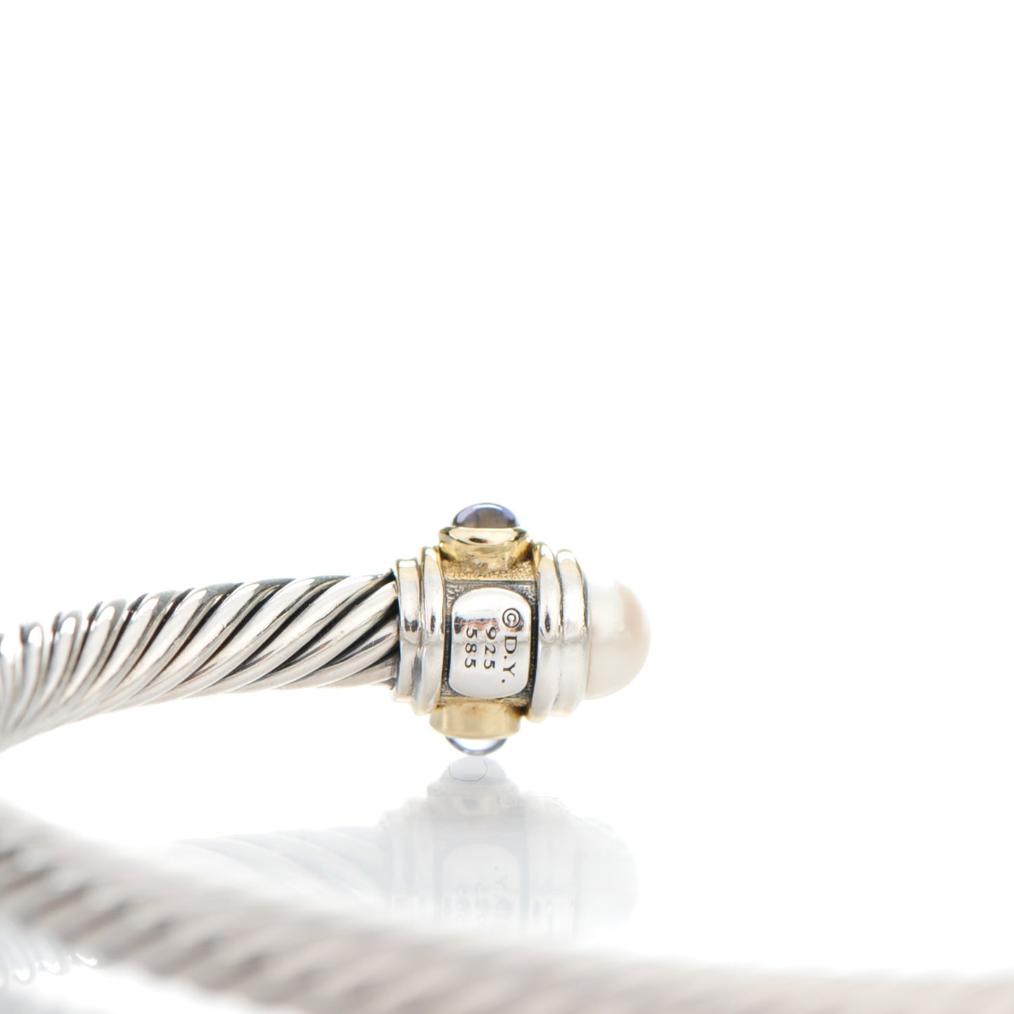Sterling Silver 14K Gold Pearl 5mm Cable Renaissance Bracelet