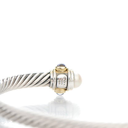 David Yurman Sterling Silver 14K Gold Pearl 5mm Cable Renaissance Bracelet 4 of 5