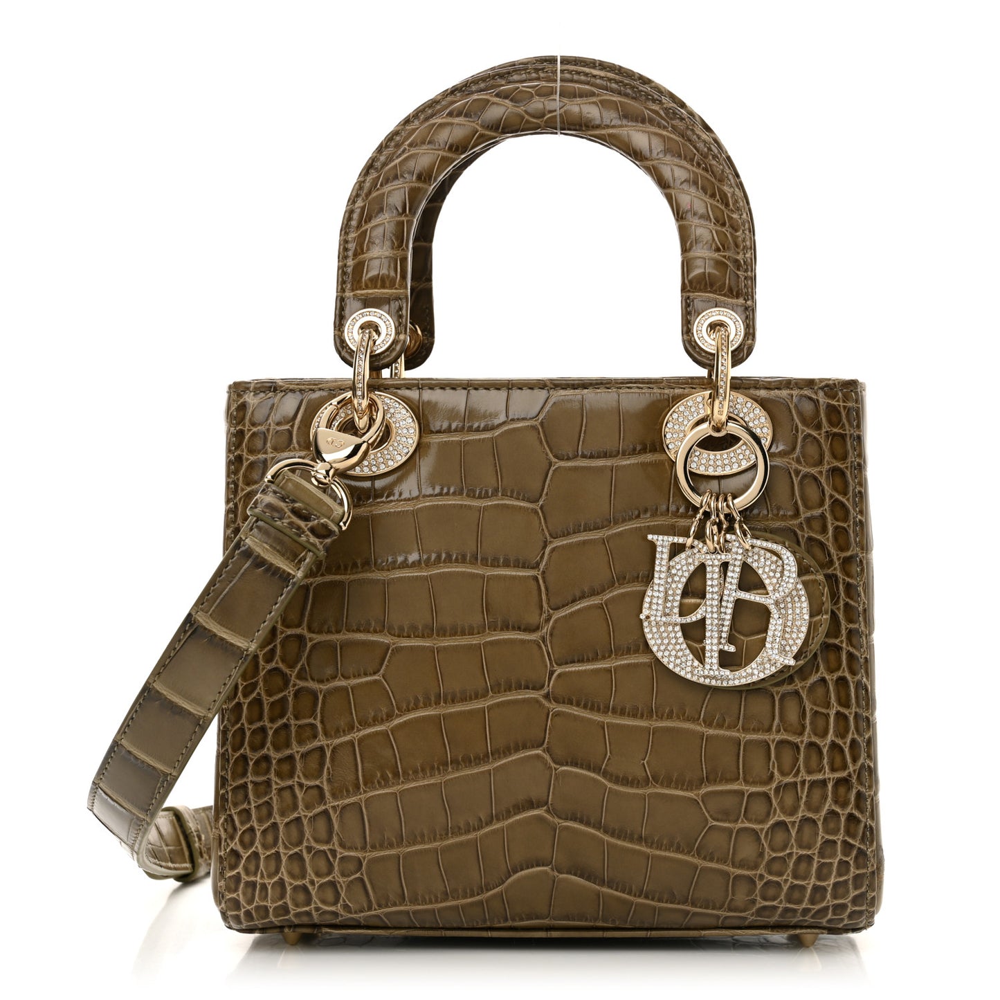 Alligator Swarovski Crystal Small Lady Dior Green
