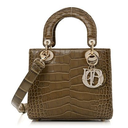 Christian Dior Alligator Swarovski Crystal Small Lady Dior Green 1 of 16