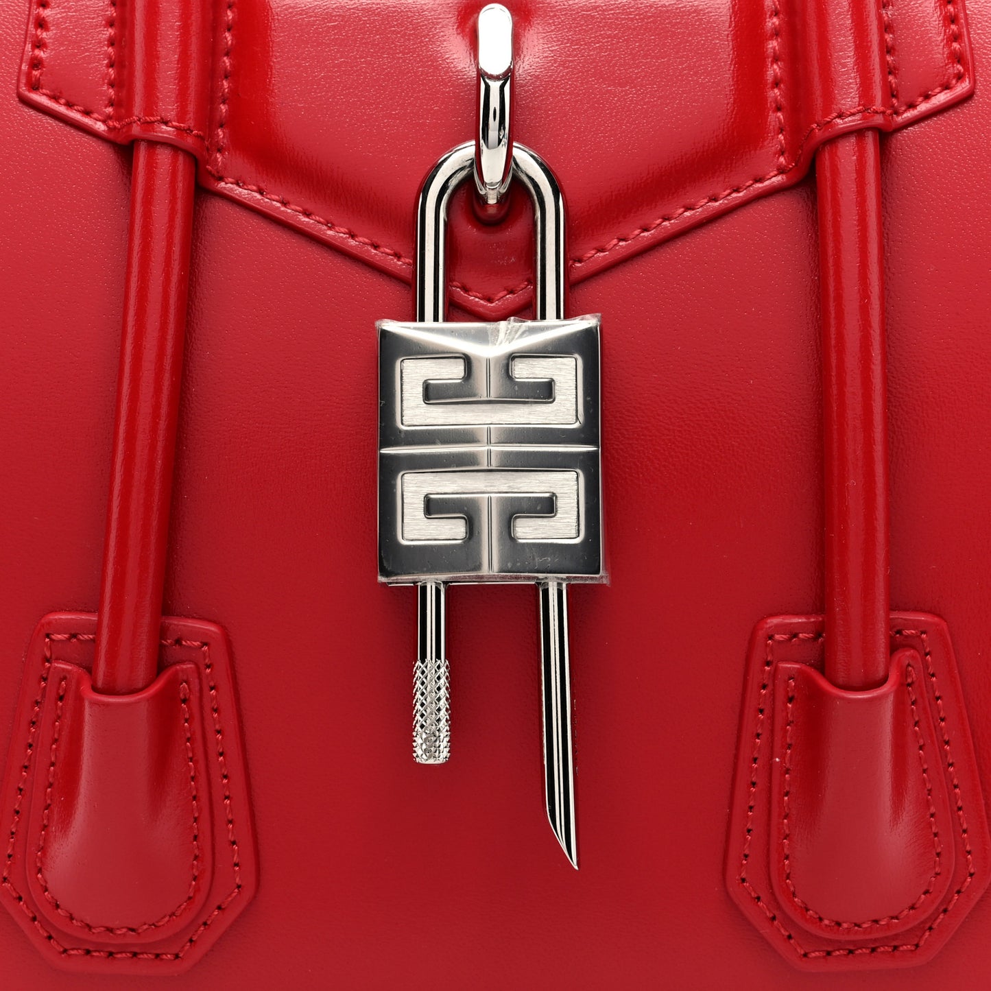 Box Calfskin Mini Lock Antigona Shoulder Bag Red
