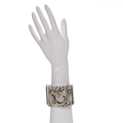 Chanel Matte Jackson Pollock Splattered Paint CC Cuff Ivory 2 of 7