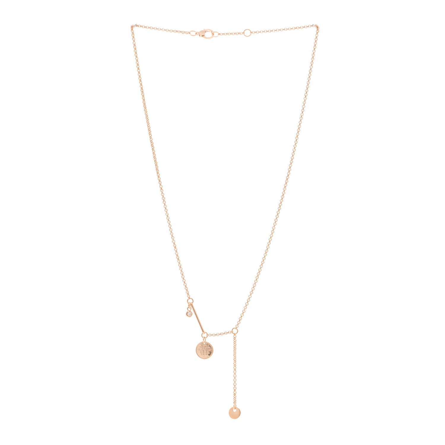 Hermes 18K Rose Gold Diamond PM Ex-Libris Pendant Necklace 3 of 5