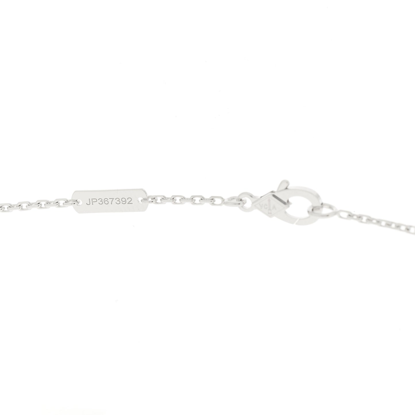 18K White Gold Guilloche Vintage Alhambra Pendant Necklace