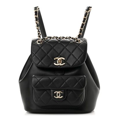 Chanel Lambskin Quilted Small Duma Drawstring Backpack Black 1 of 11