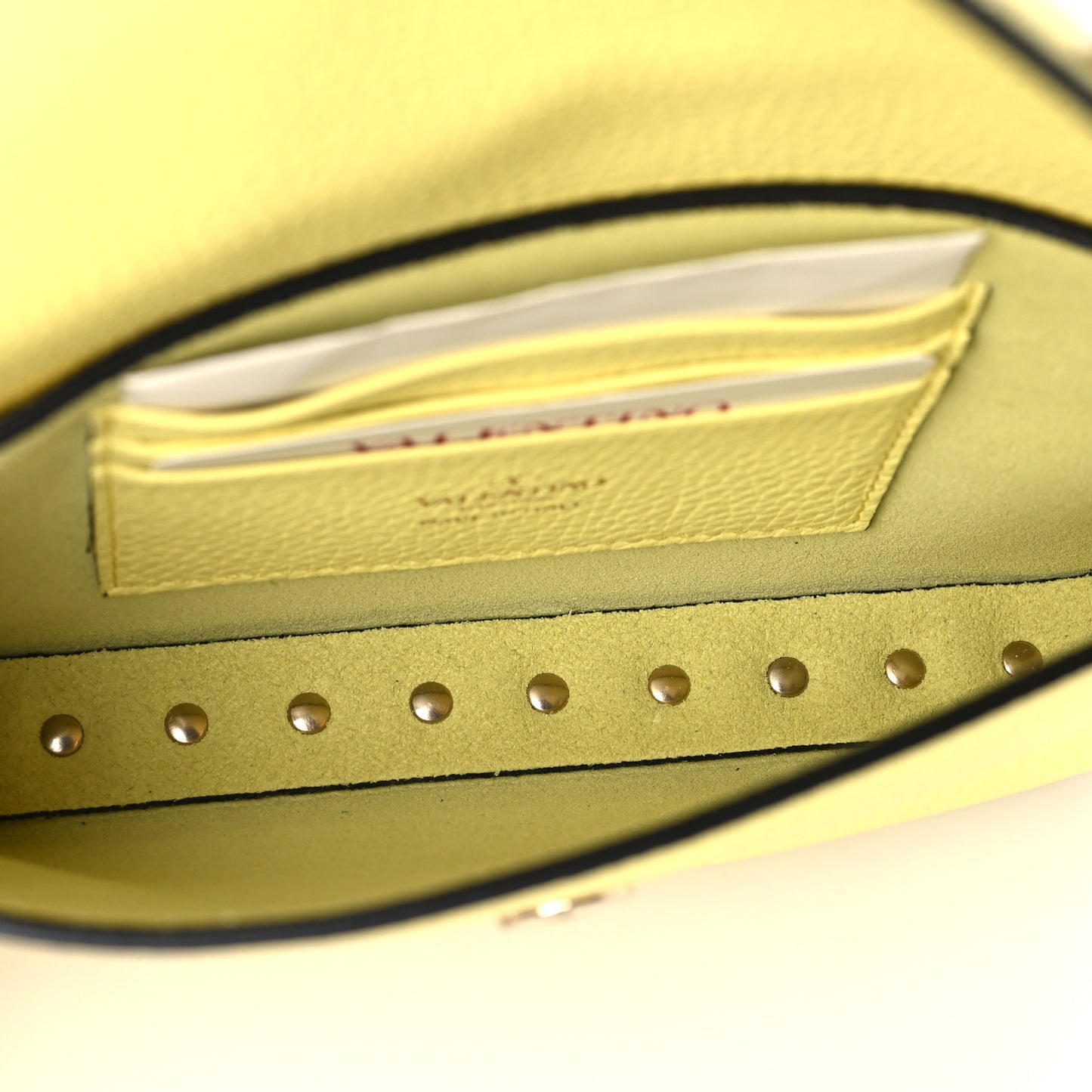 Grainy Calfskin Rockstud Crossbody Pouch Lime Sorbet