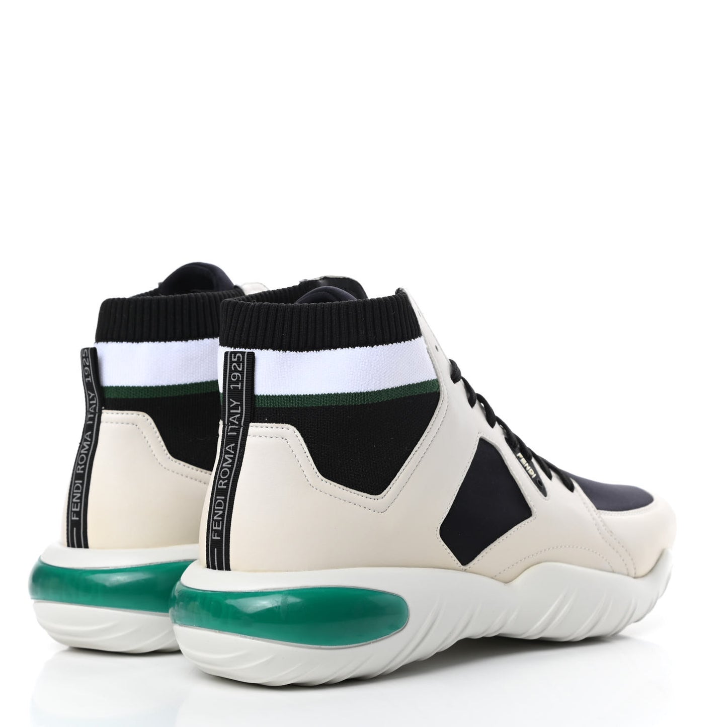 Calfskin Stretch Mens Lace Up High Top Sneakers 10 White Black