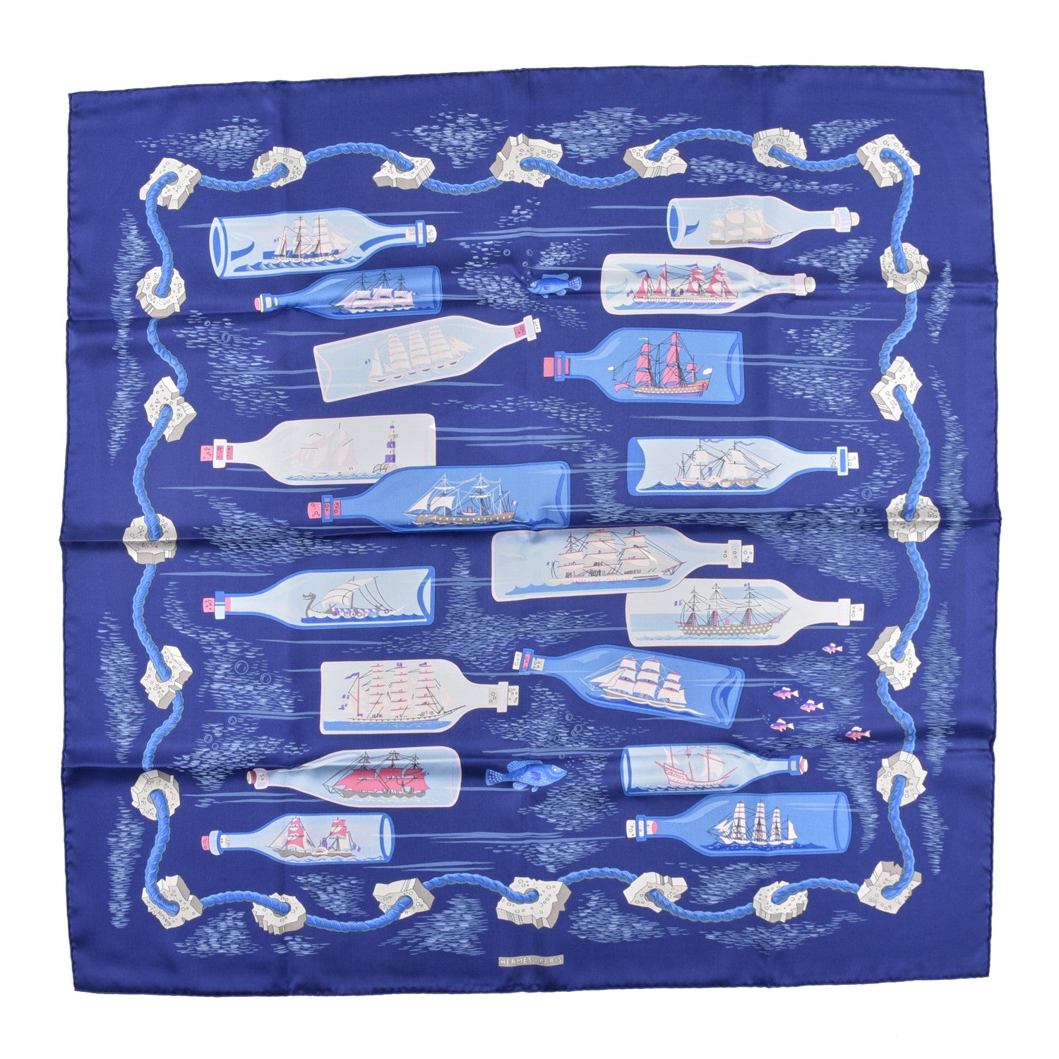 Hermes Silk Bouteilles A La Mer Scarf 90 1 of 5