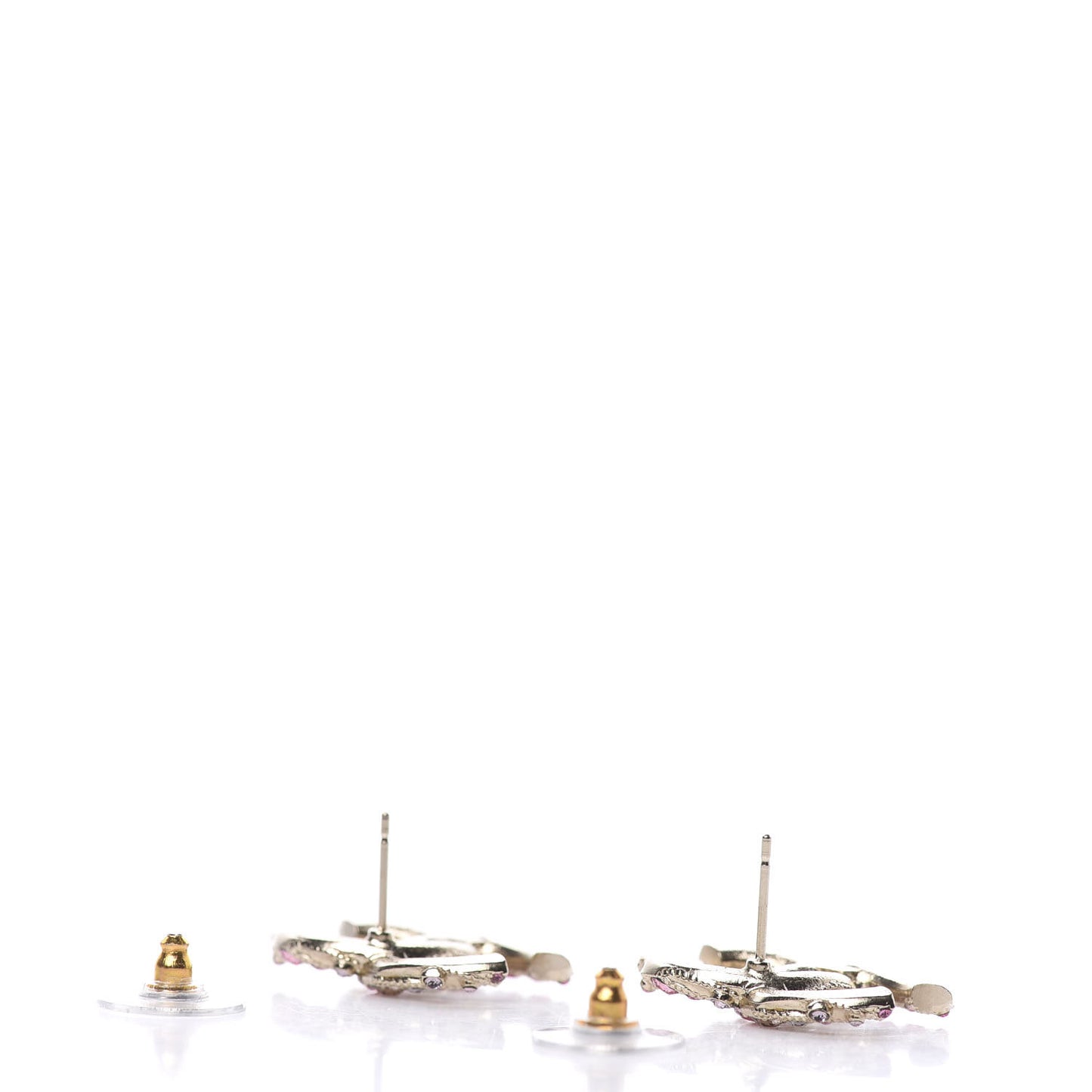 Crystal Twisted CC Earrings Pink Gold