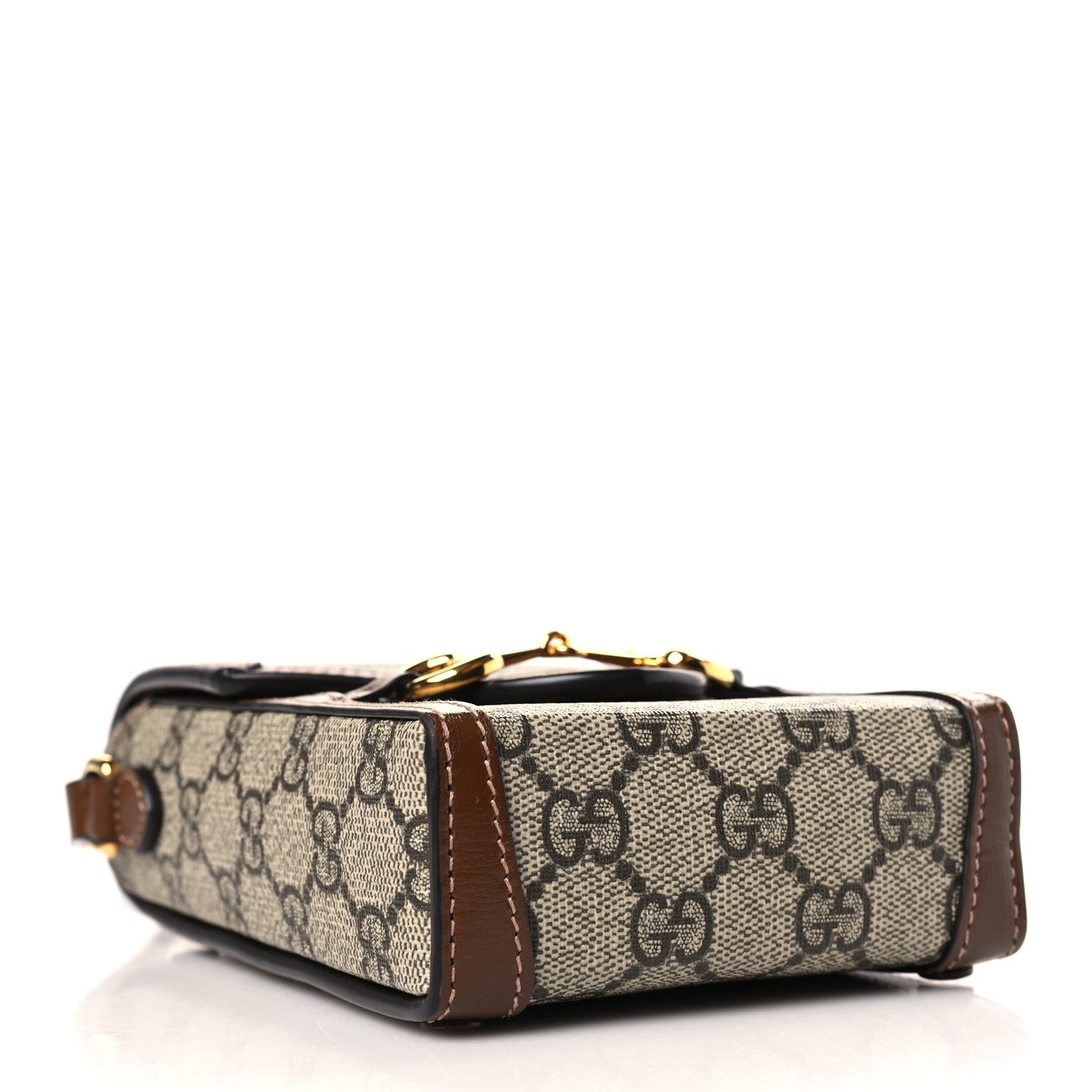 Gucci GG Supreme Monogram Mini Horsebit 1955 Crossbody Bag Beige Brown Sugar 4 of 9