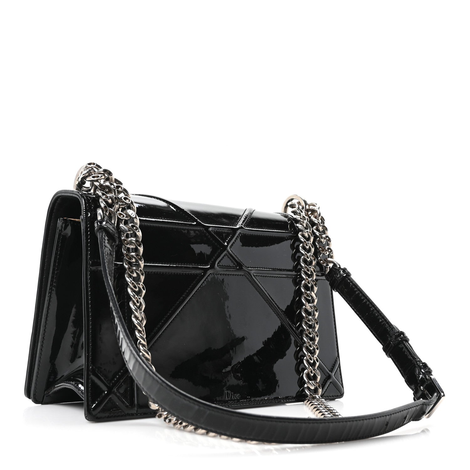 Christian Dior Patent Medium Diorama Flap Bag Black 3 of 11
