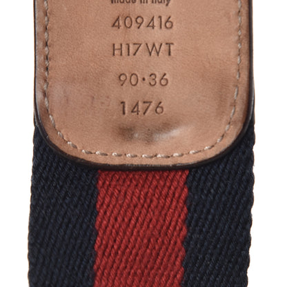 Gucci Nylon Calfskin Double G Web 40mm Belt 90 36 Blue Red Black 7 of 9