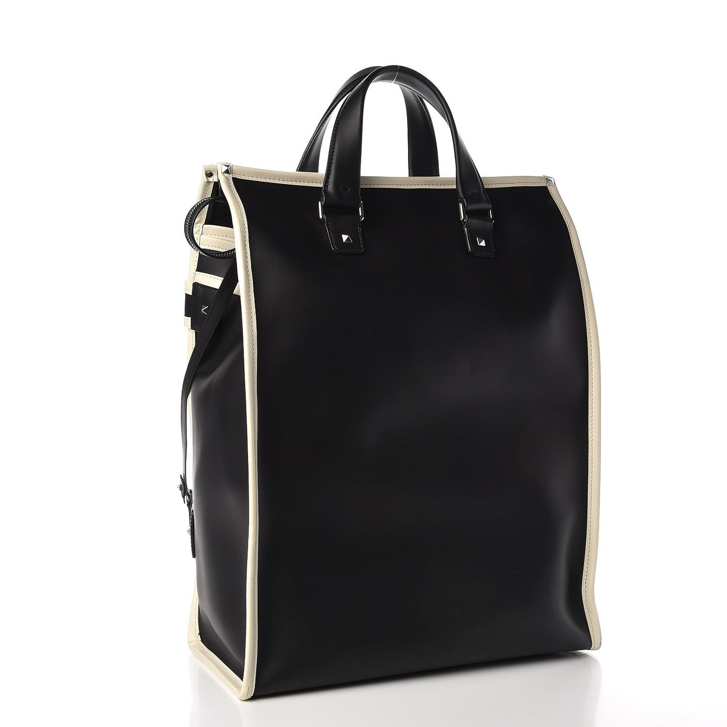 Mens Calfskin Striped Tote Black