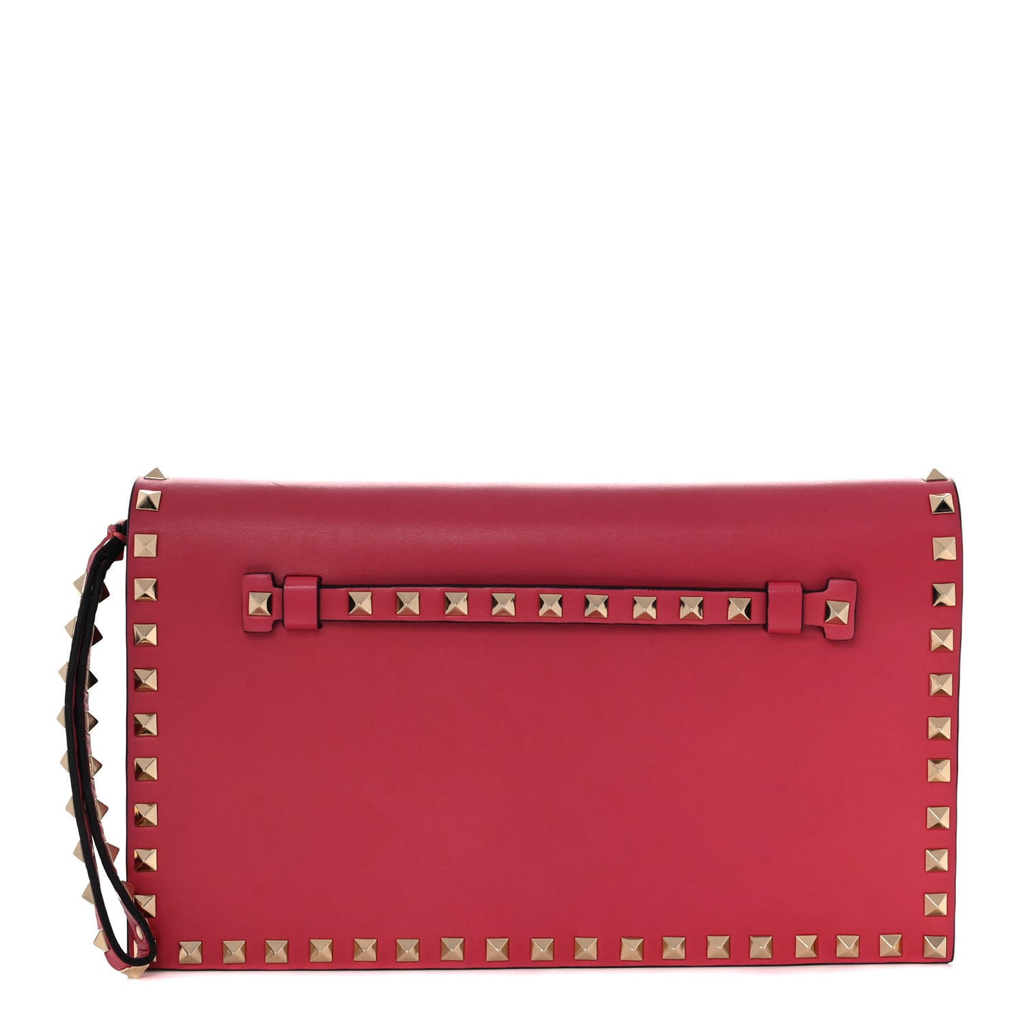 Nappa Rockstud Wristlet Clutch Deep Rose