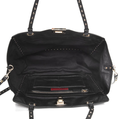 Valentino Garavani Vitello Medium Rockstud Tote Black 6 of 10