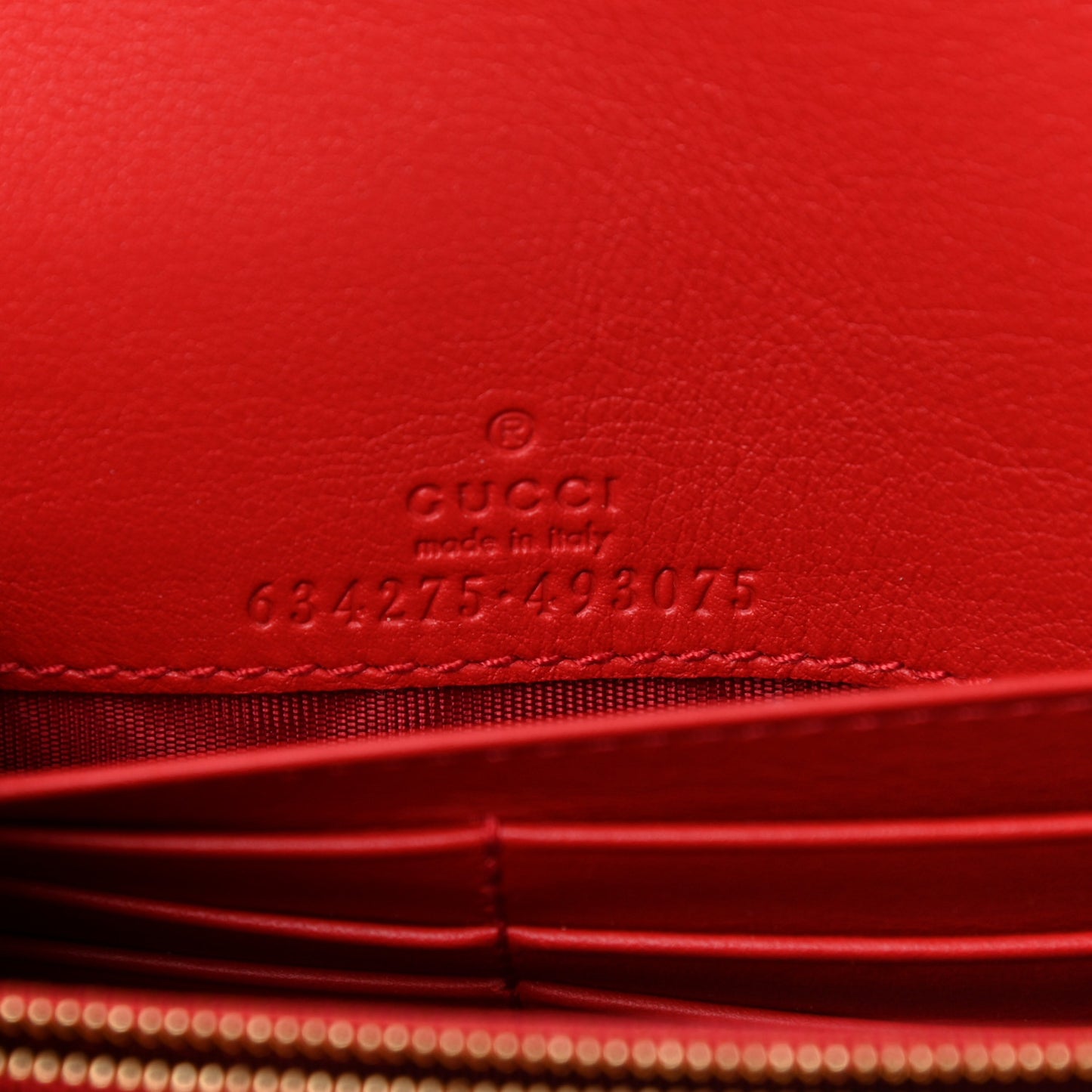 GG Supreme Monogram Apple Chain Wallet Beige Multicolor Lobster Red