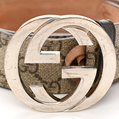 Gucci GG Supreme Monogram Selleria Calfskin Interlocking G 40mm Belt 90 36 Beige Ebony Cocoa 6 of 6