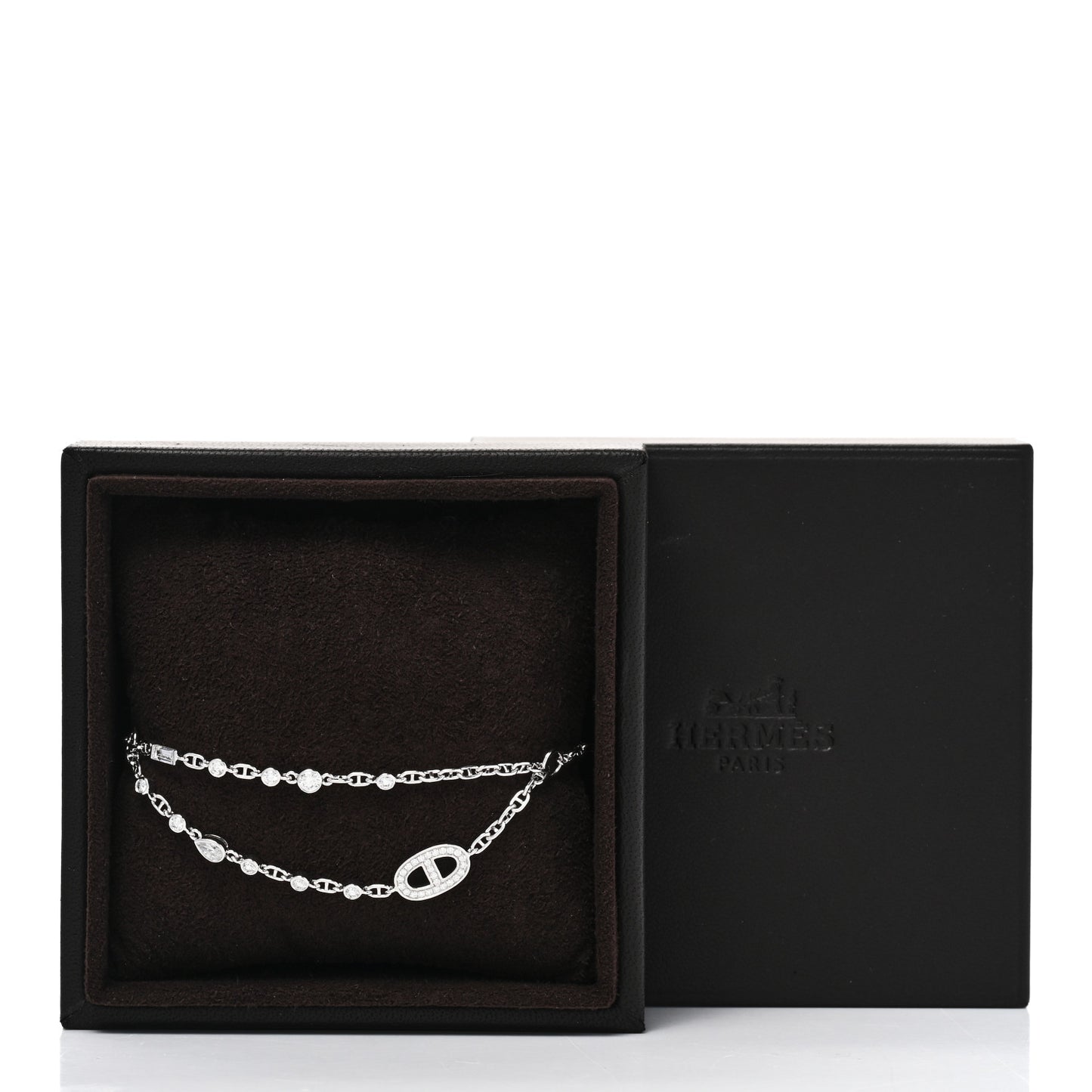 18K White Gold Diamond Chaine d'Ancre Fancy Bracelet