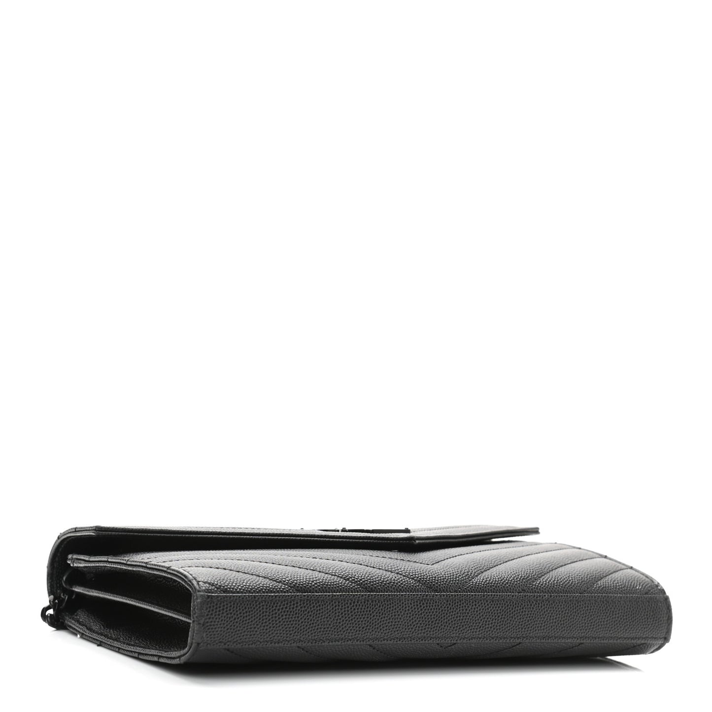 Grain De Poudre Matelasse Chevron Monogram Chain Wallet Black