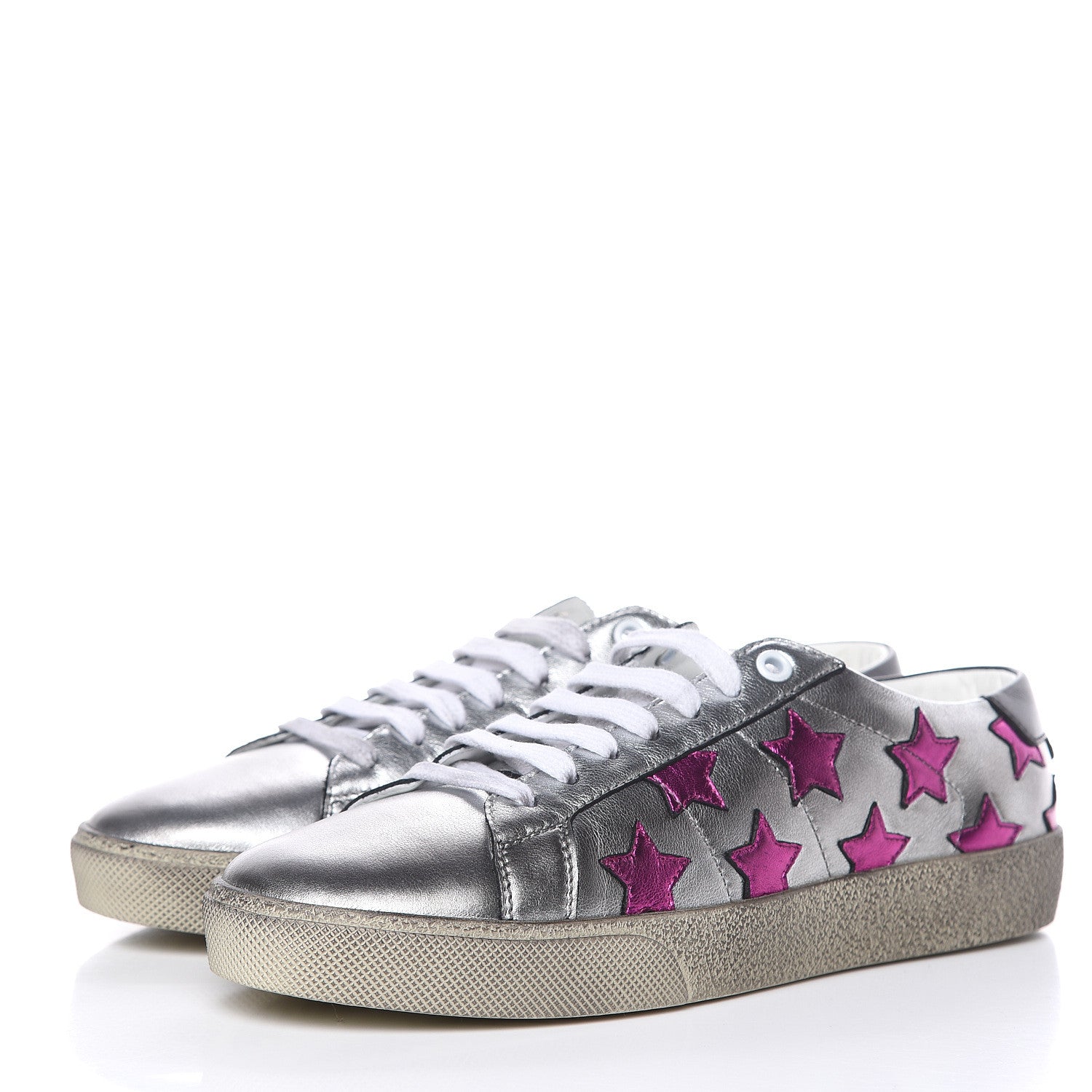 Saint Laurent Calfskin Star Court Sneakers 39 Metallic Pink 3 of 9