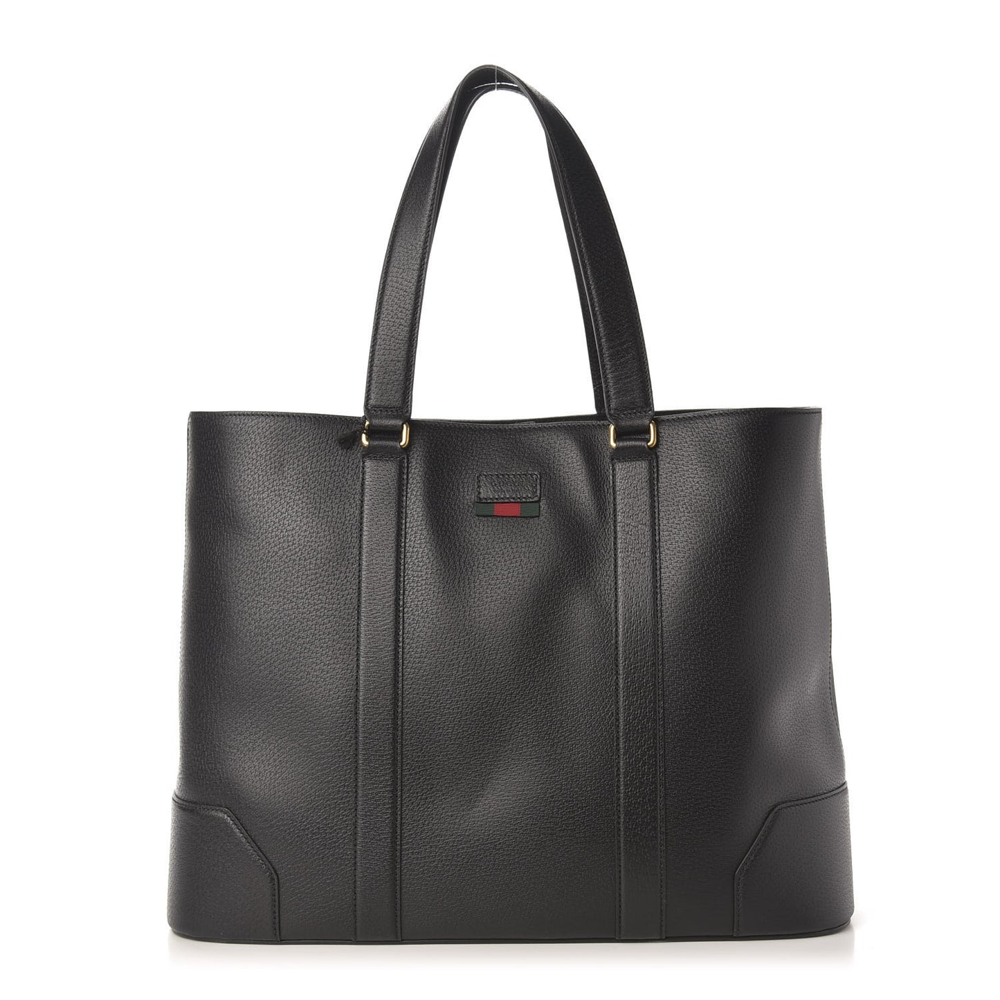 Textured Dollar Calfskin Web Tote Black