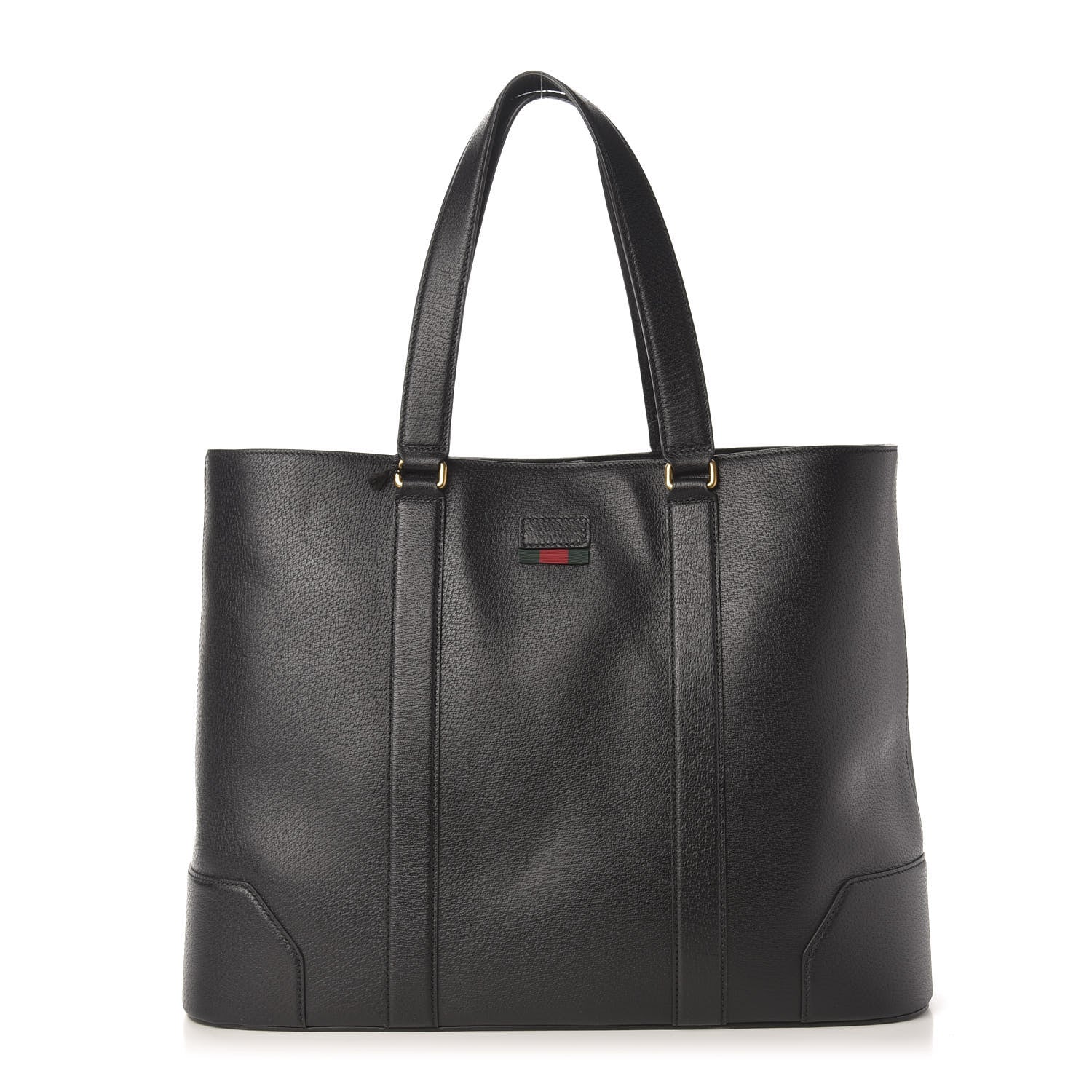 Gucci Textured Dollar Calfskin Web Tote Black 1 of 11