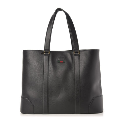 Gucci Textured Dollar Calfskin Web Tote Black 1 of 11