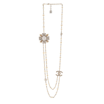 Chanel Pearl Crystal CC Long Necklace Gold 3 of 7