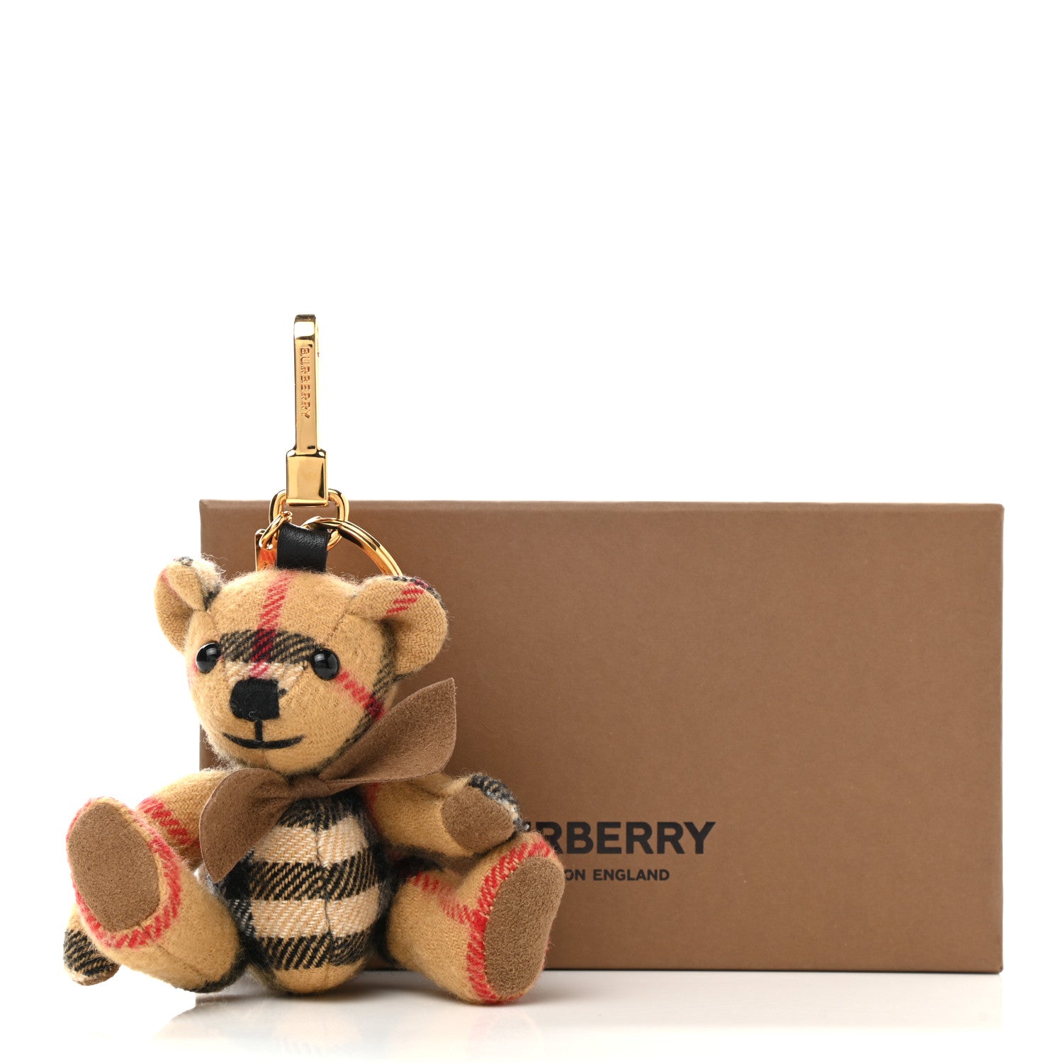 Burberry Cashmere Vintage Check Thomas Bear Bag Charm Antique Yellow 4 of 4
