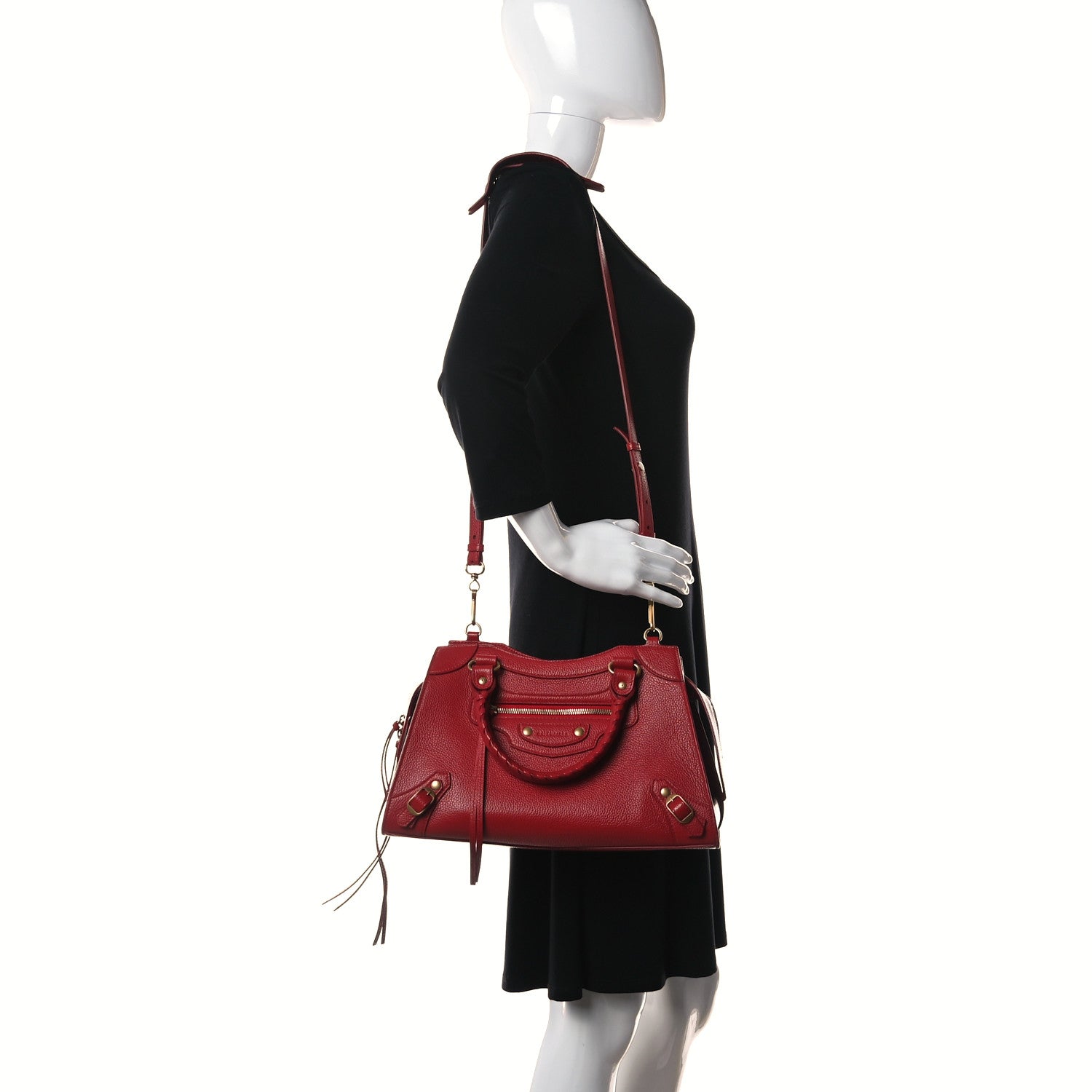 Balenciaga Grained Calfskin Neo Classic Gold Hardware S City Medium Red 2 of 11