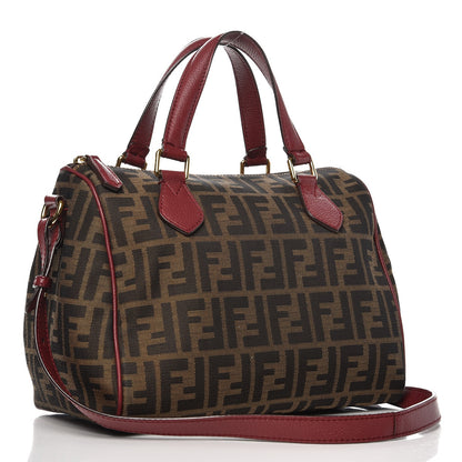 Fendi Zucca Vitello Artic Small Boston Tobacco Bordeaux 3 of 11