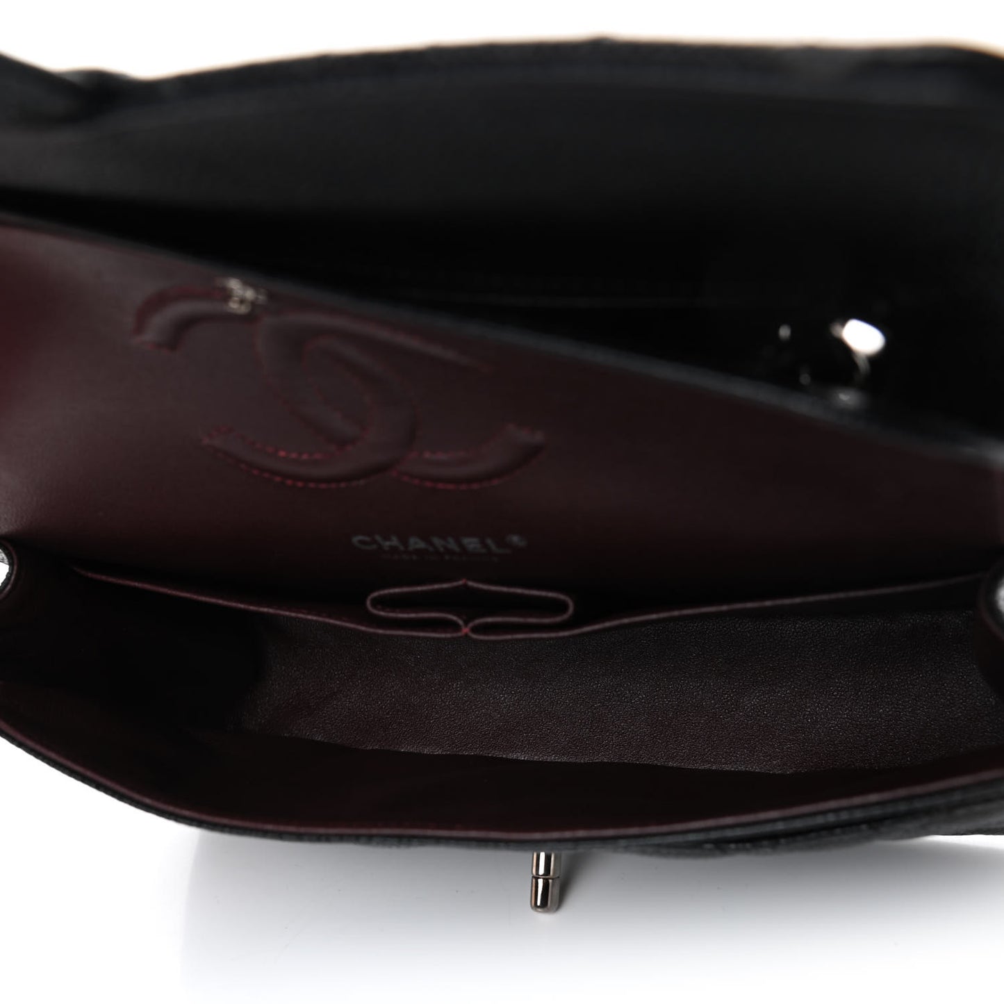 Caviar Quilted Medium Double Flap Black