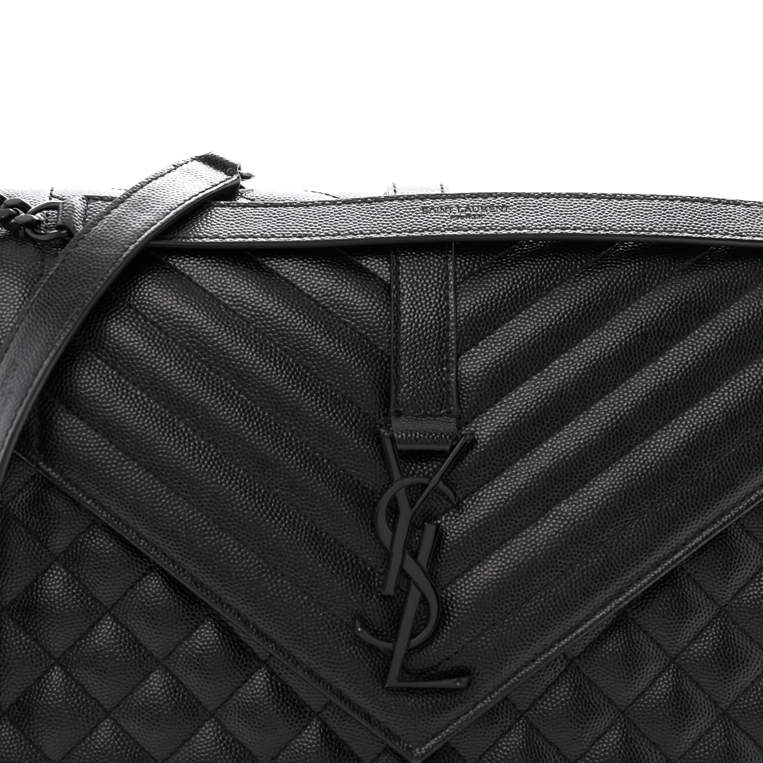 Saint Laurent Grain De Poudre Textured Mixed Matelasse Large Triquilt Monogram Monochrome Satchel Black 7 of 11