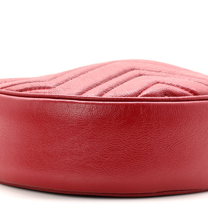 Gucci Glazed Calfskin Matelasse Heart Mini GG Marmont Round Shoulder Bag Romantic Cerise 9 of 10